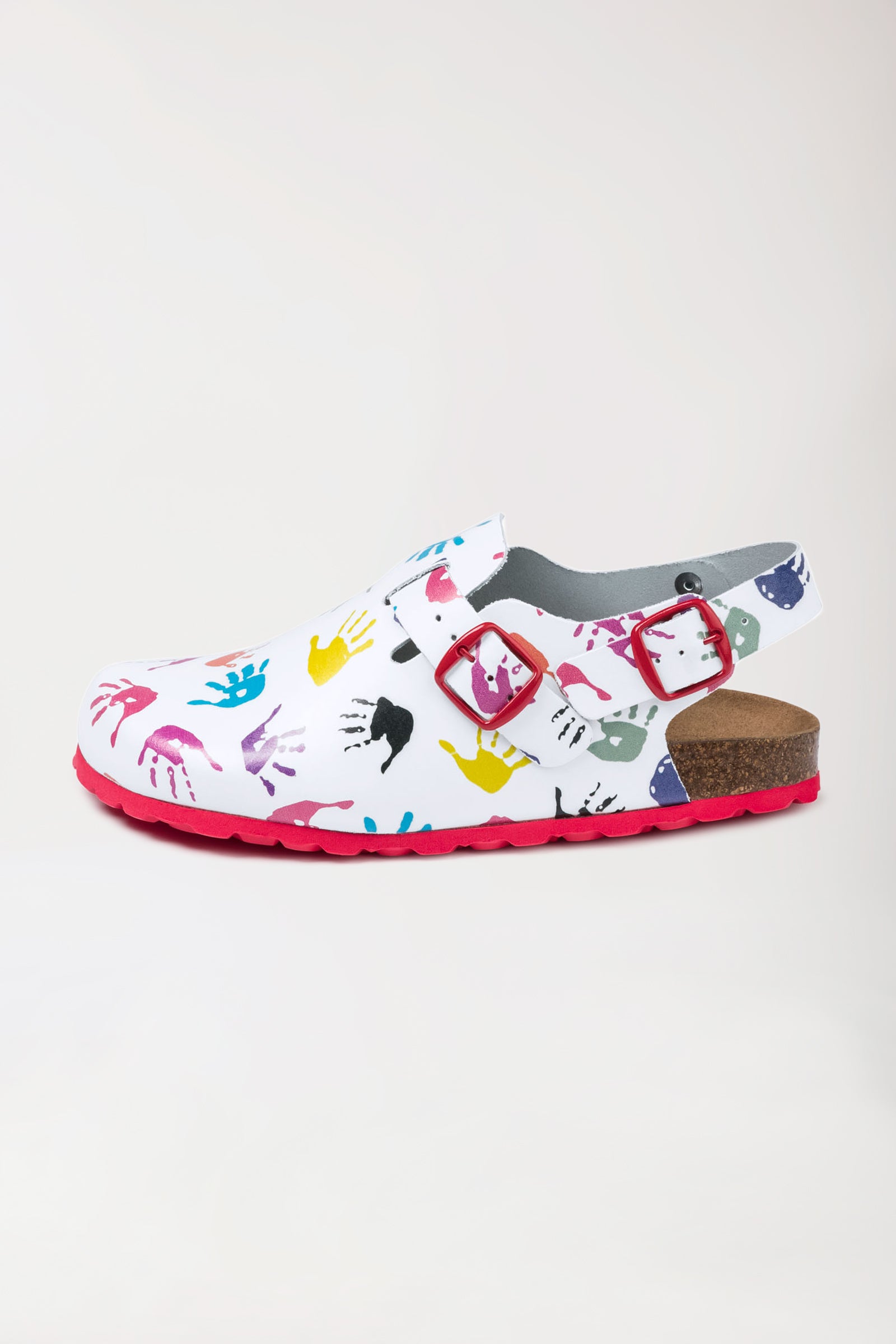 Damen Clog weiß/bunt, Vorderansicht 