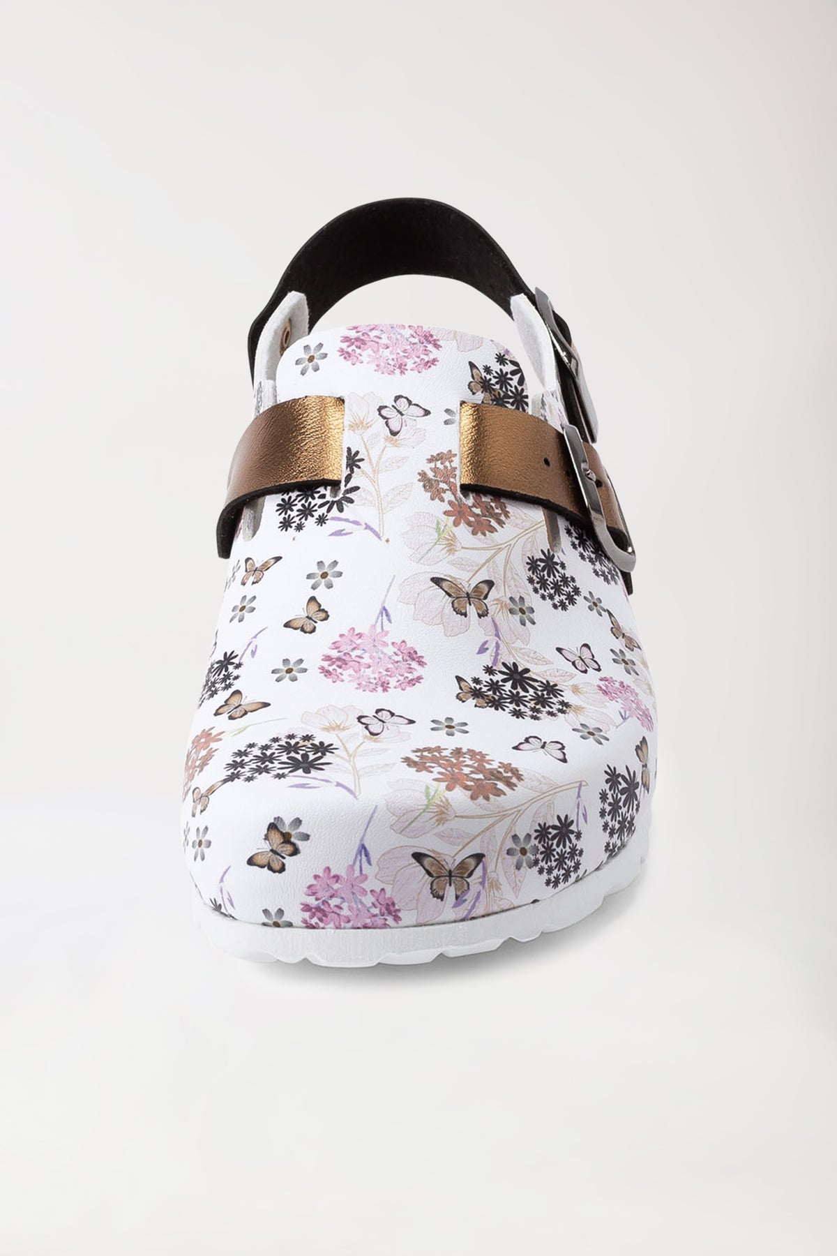 Damen Clog weiß/kupfer/rose