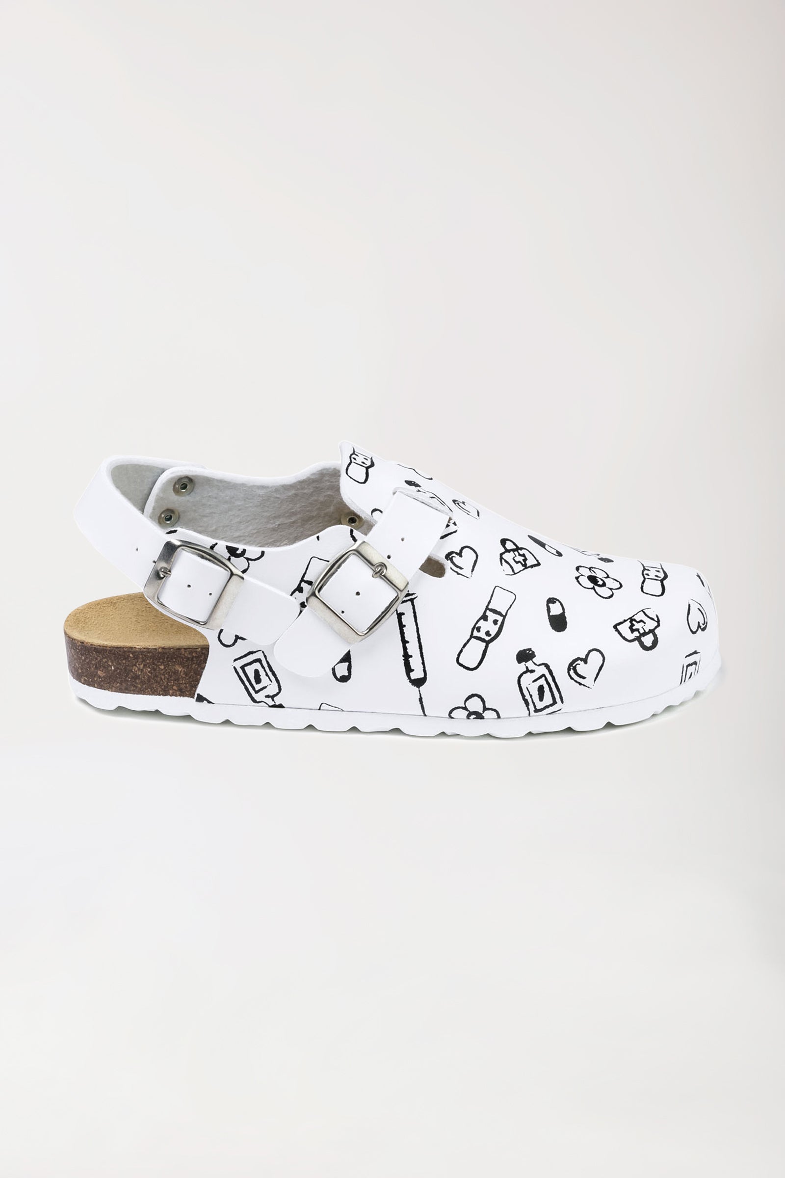 Damen Clog - Fersenriemen - weiß/schwarz, Vorderansicht 