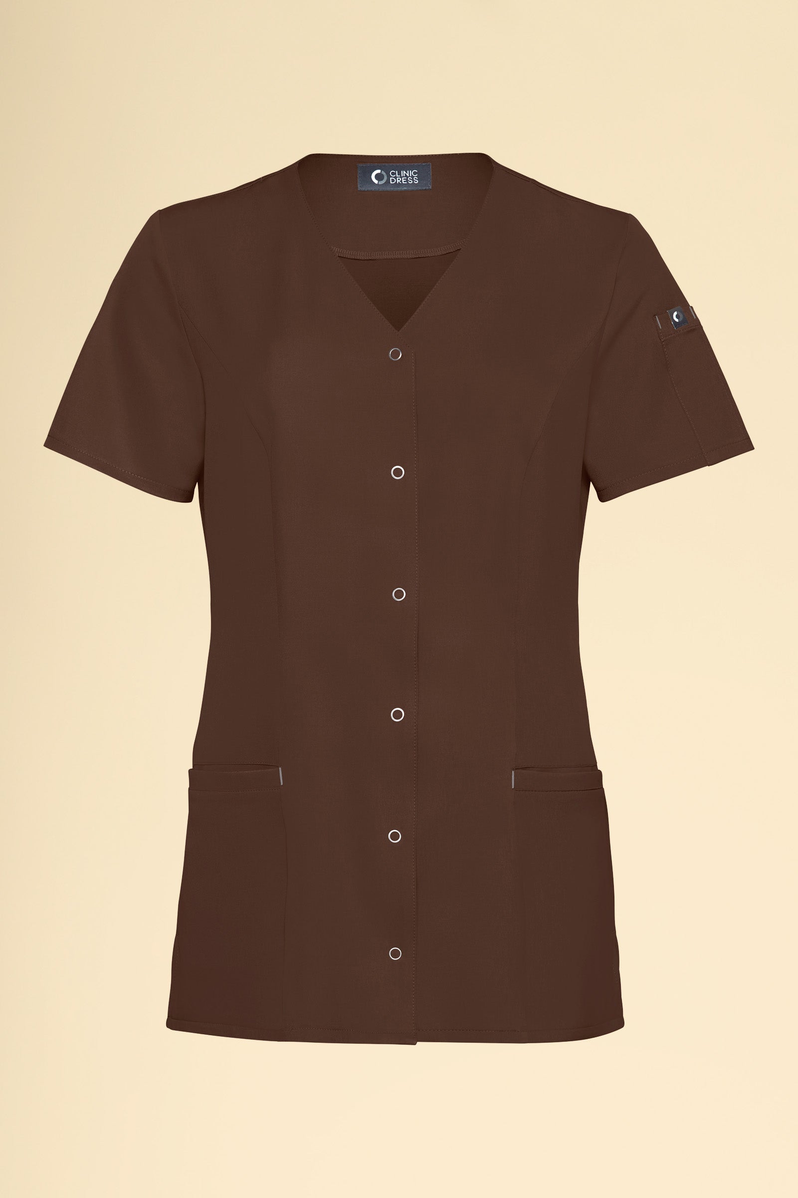 KAERE Kasack Damen - durchgeknöpft coffee, Vorderansicht 