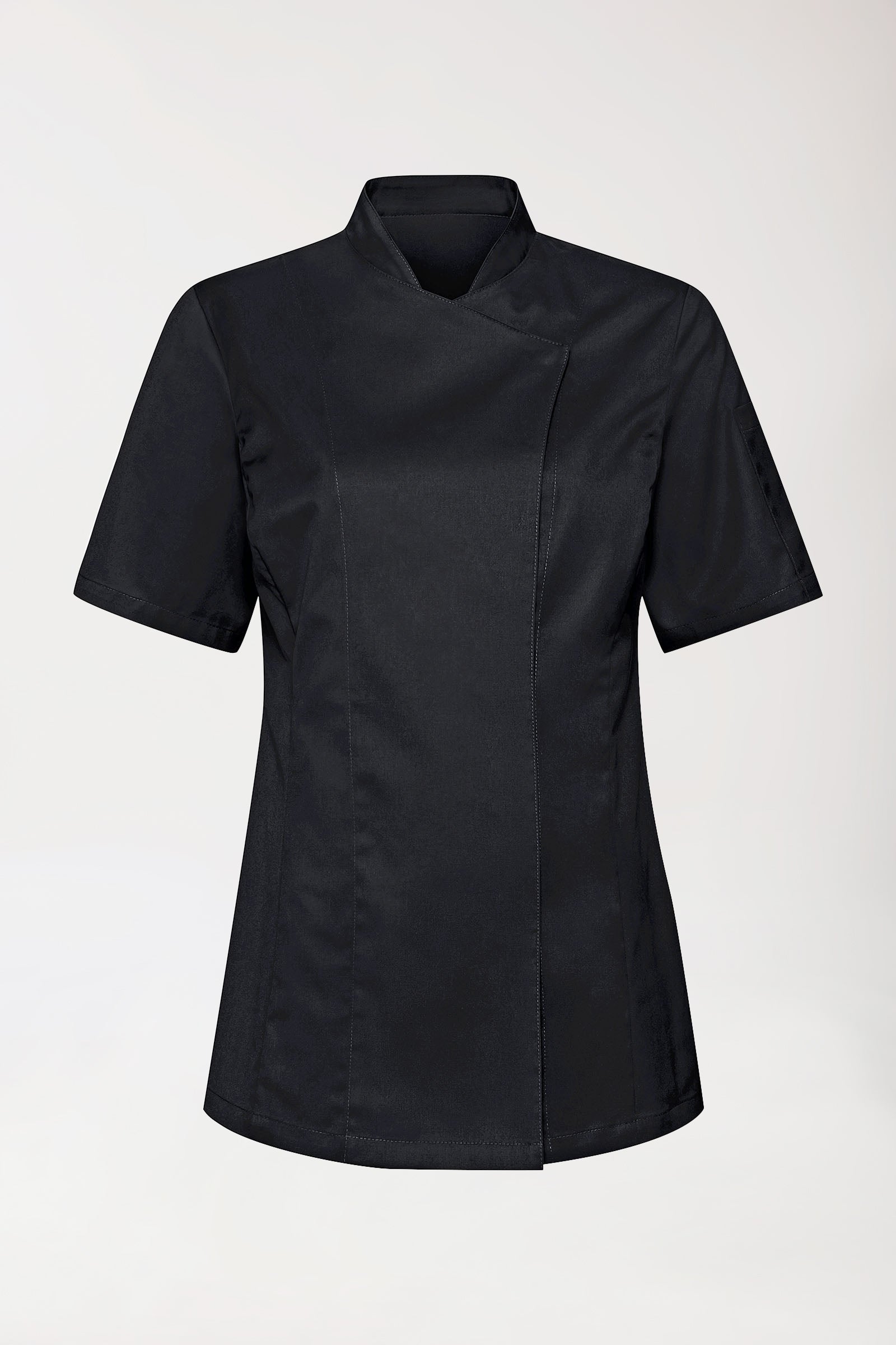 Gastro Kochjacke Damen - 1/2 Arm schwarz, Vorderansicht 