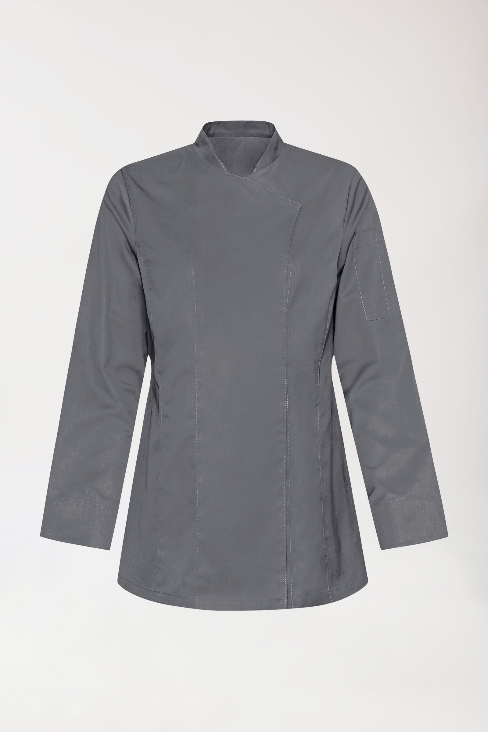 Gastro Kochjacke Damen - 1/1 Arm steingrau, Vorderansicht 