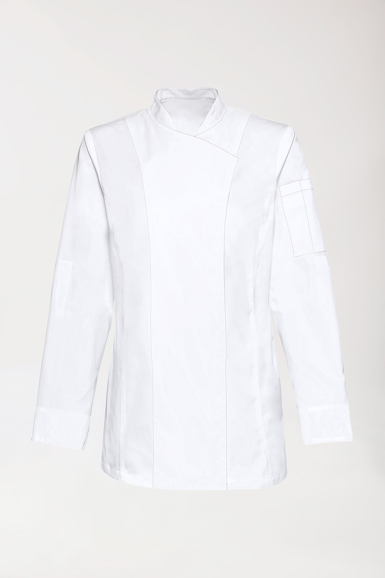 Gastro Kochjacke Damen - 1/1 Arm weiß, Vorderansicht 