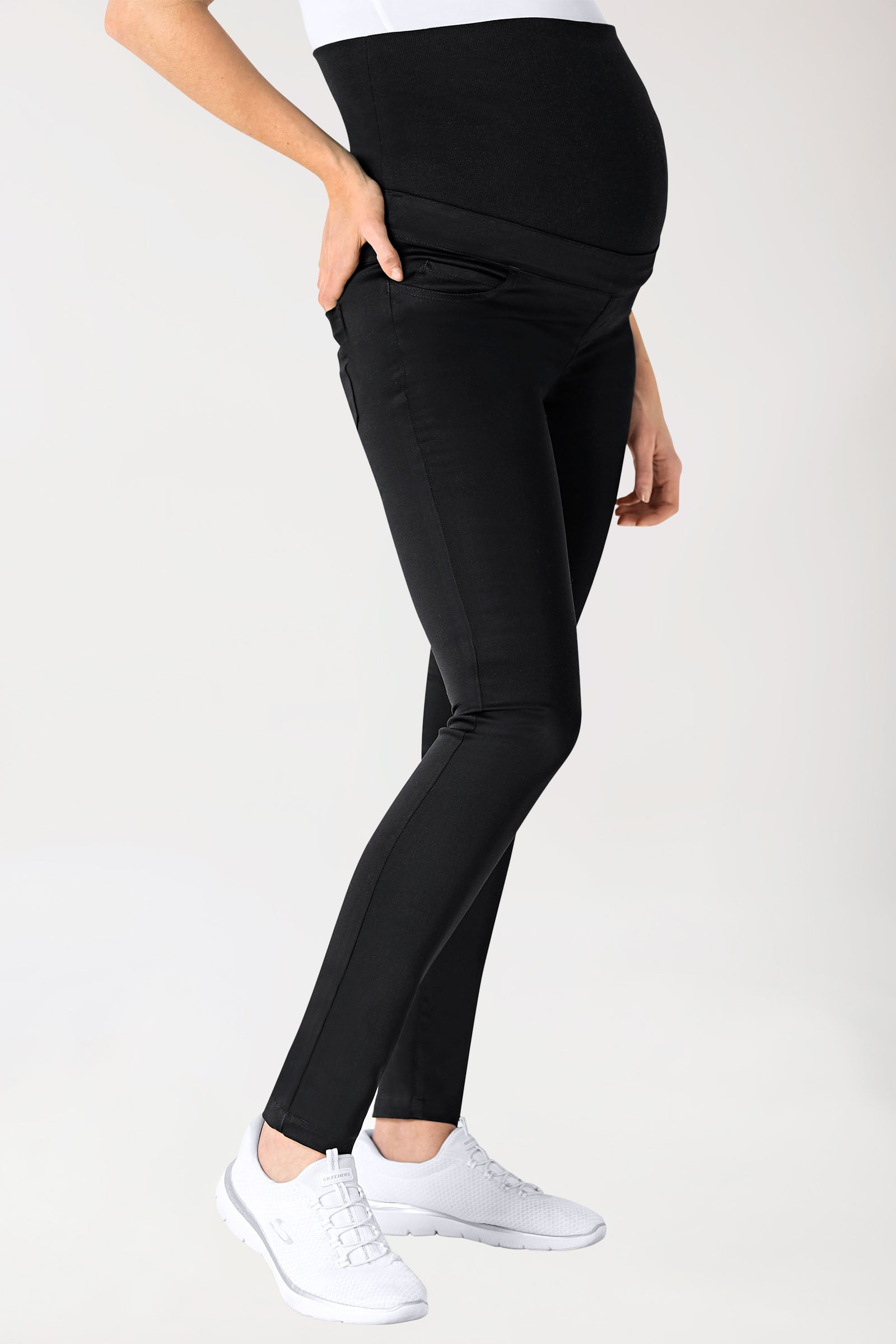 Comfort Stretch Umstandshose - elastischer Strickbund schwarz