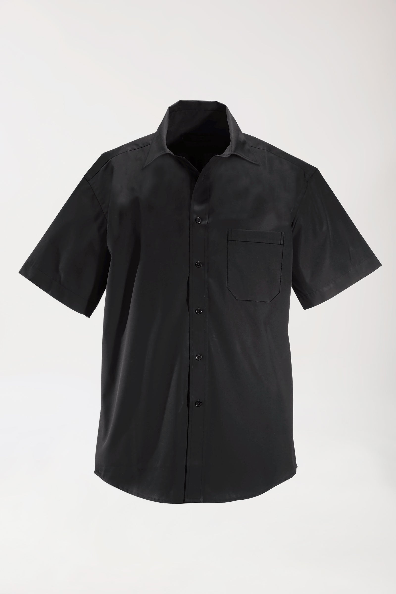 Herrenhemd Schwarz Halbarm, Vorderansicht 