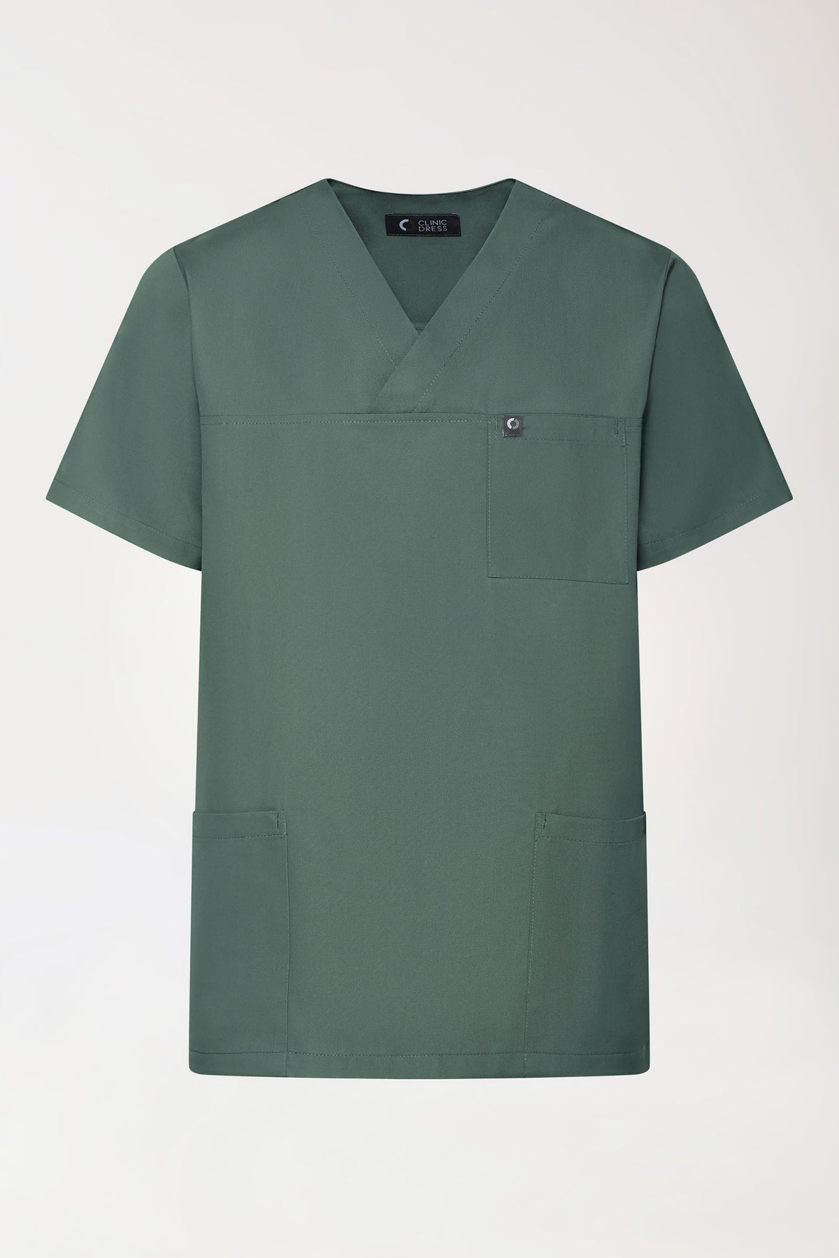GREEN Stretch Schlupfkasack Unisex - V-Ausschnitt dunkelgrün, Vorderansicht 