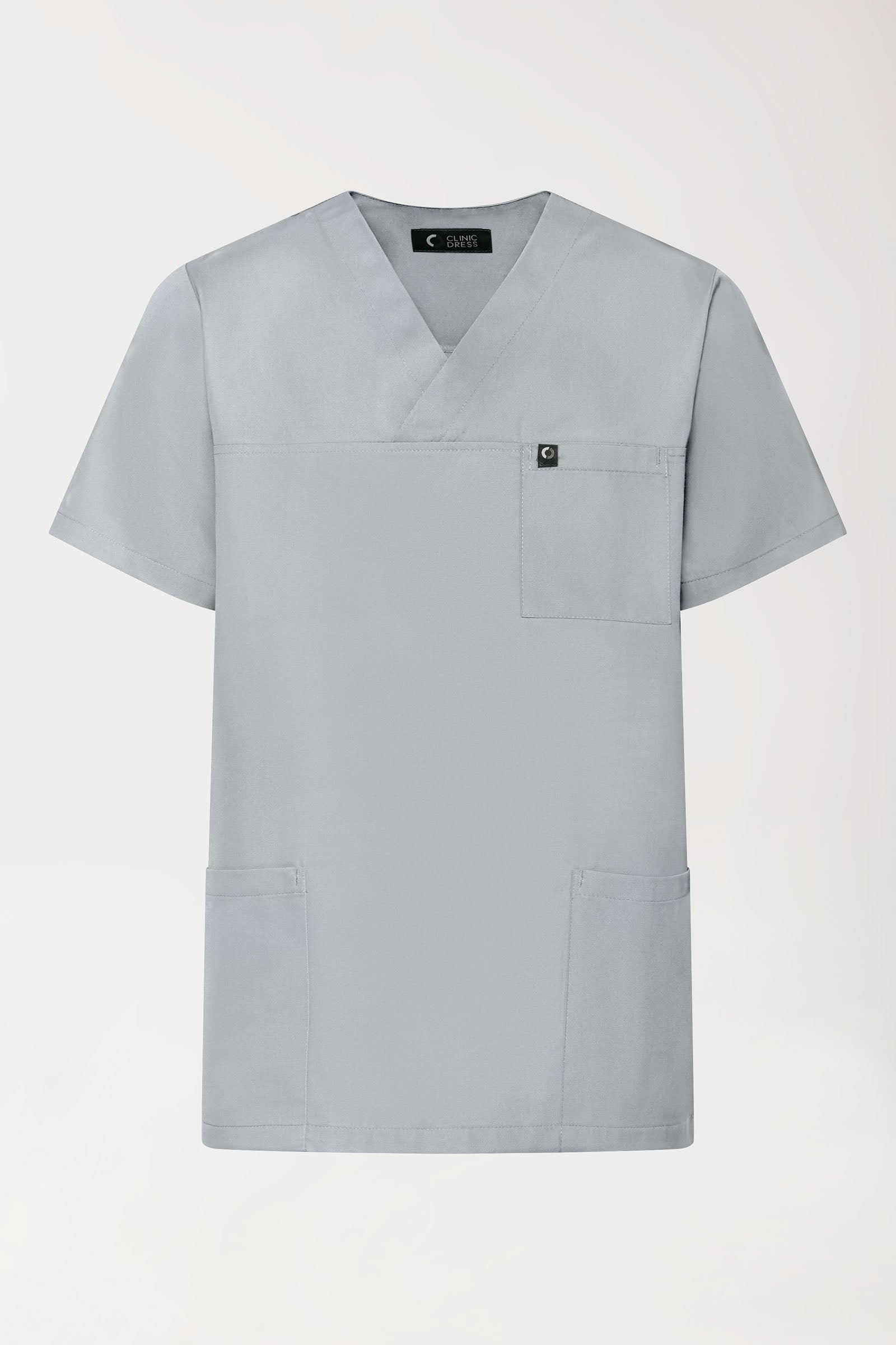 GREEN Stretch Schlupfkasack Unisex - V-Ausschnitt perlgrau, Vorderansicht 