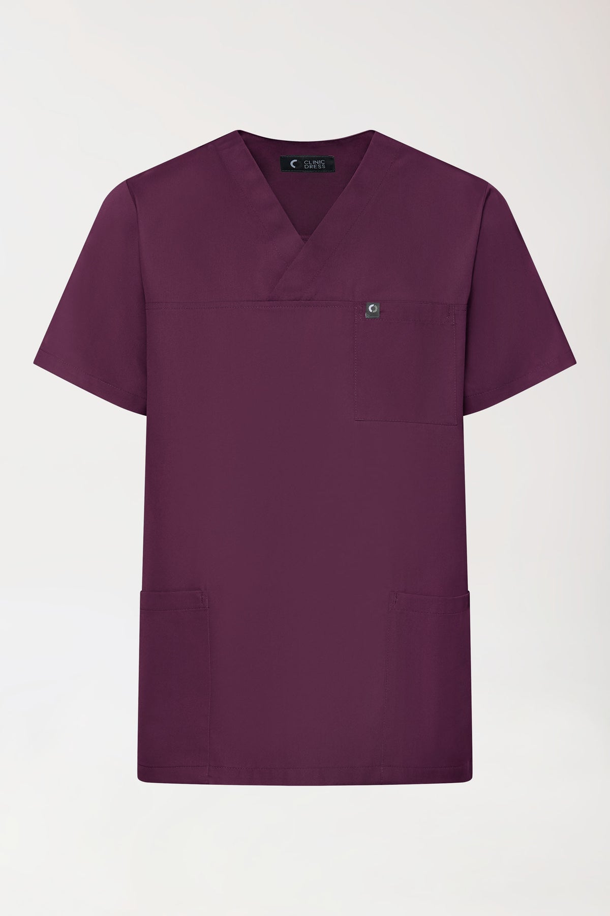 GREEN Stretch Schlupfkasack Unisex - V-Ausschnitt pflaume, Vorderansicht 