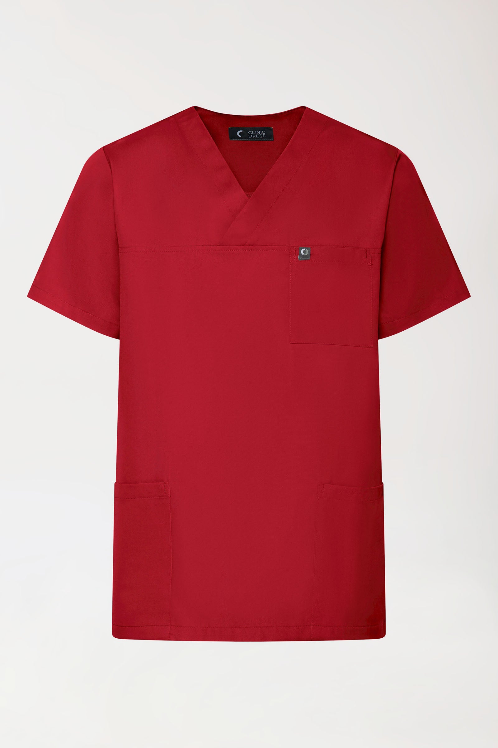 GREEN Stretch Schlupfkasack Unisex - V-Ausschnitt rot, Vorderansicht 