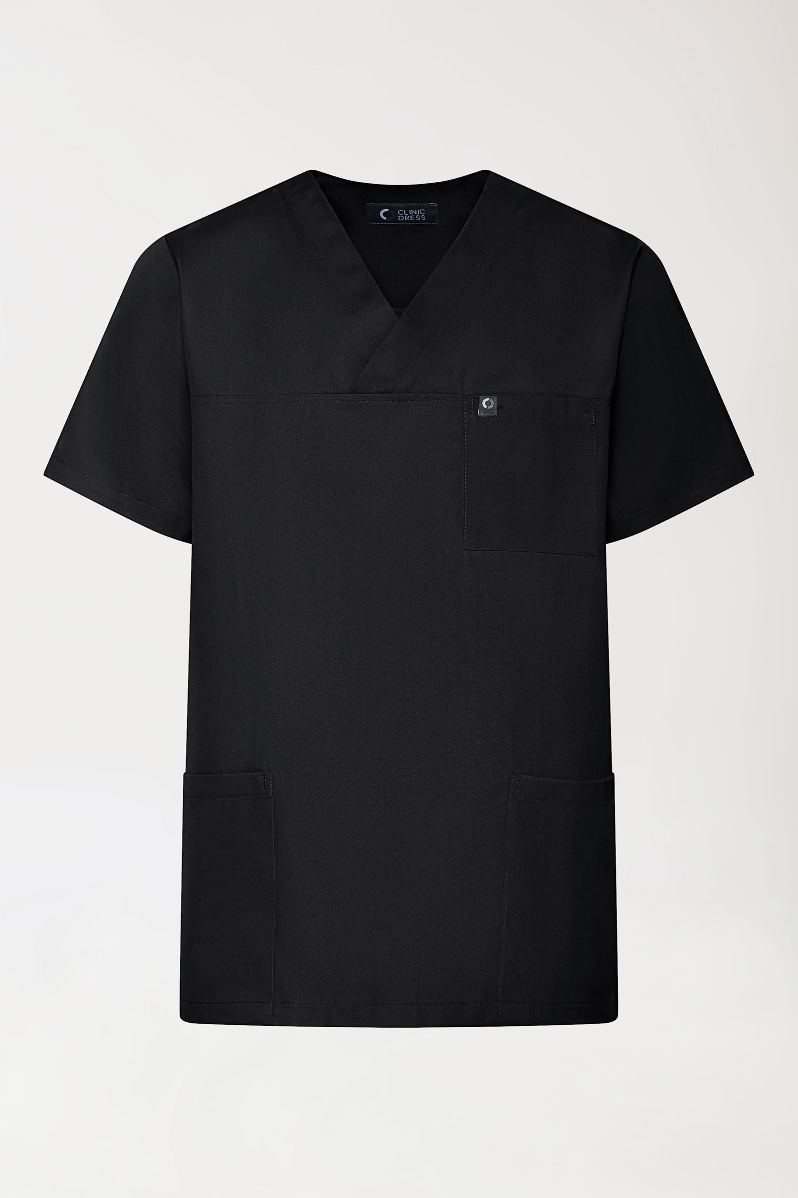 GREEN Stretch Schlupfkasack Unisex - V-Ausschnitt schwarz, Vorderansicht 