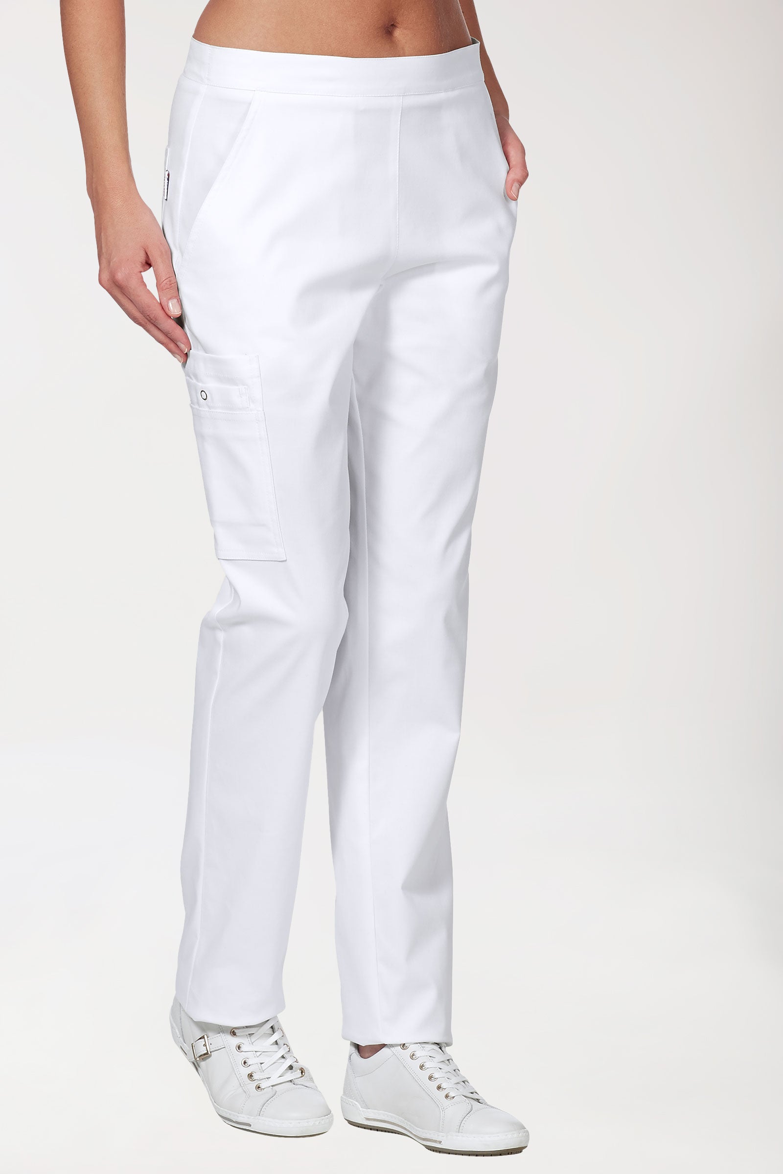 CLINIC STRETCH Hose Unisex - mit Beintasche weiß