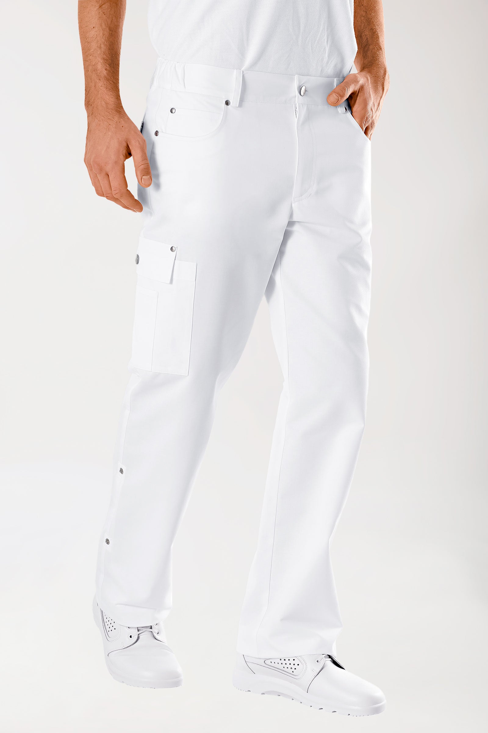 JUST STRONG Hose Unisex - Teilgummibund weiß, Vorderansicht 