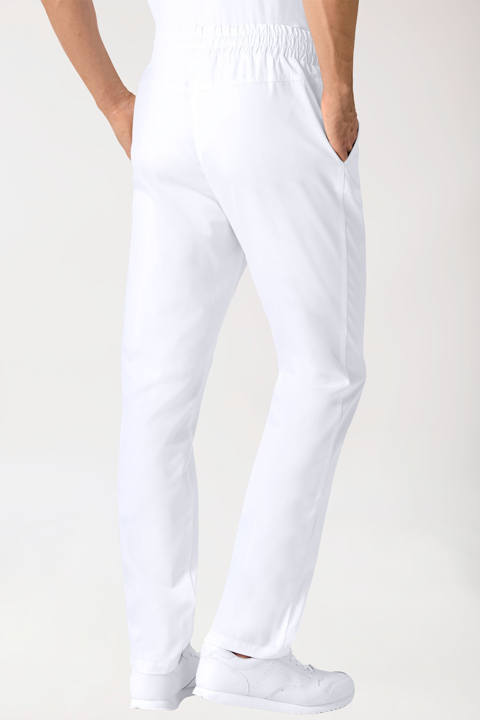 Hose Unisex - hoher Bund - Rundumgummi - weiß, Vorderansicht 