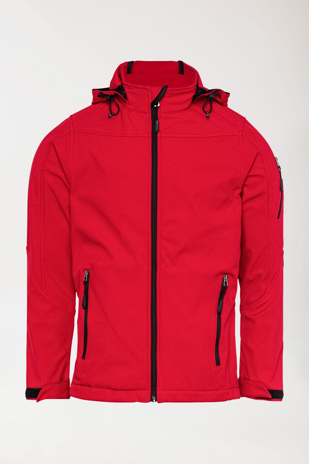 Softshell Jacken Unisex - mit Kapuze rot, Vorderansicht 