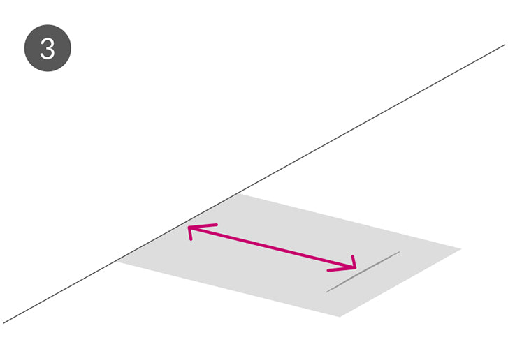Fuss Silhouette mit Nummerierung für das richtige Messen. Abstand zwischen dem Blattrand an der Wand vermessen.