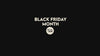Schriftzug BLACK FRIDAY MONTH - Bis zu -60% auf dunklem animierten Hintergrund.